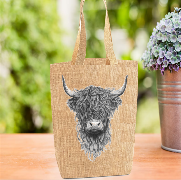 Highland Cow Tote Bag, Cow Bag, Personalised Tote Bag, Burlap